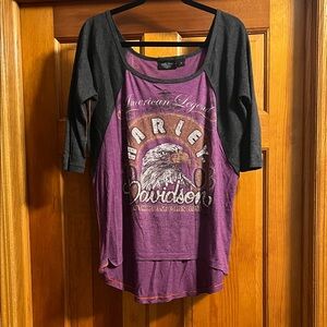 Harley-Davidson Purple and Black Eagle Raglan Long Sleeve Tee